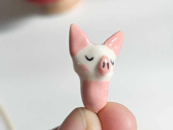 cute albino pink bat porcelain pendant