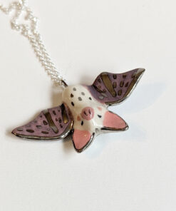 white gold bat pendant