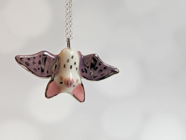 white gold bat pendant