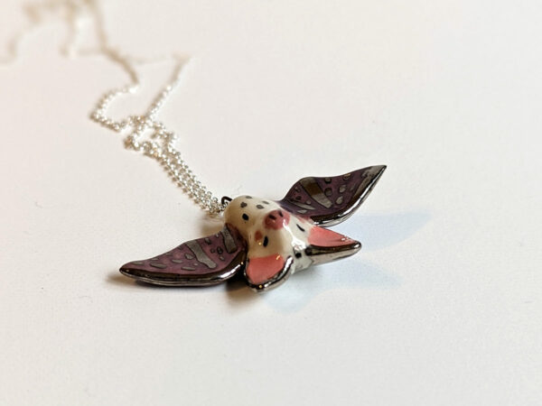 white gold bat pendant