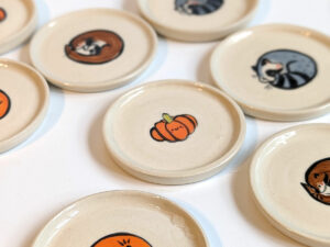 cute handmade illustrated saucer