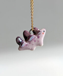 purple stegosaurus pendant cute porcelain jewelry by kness