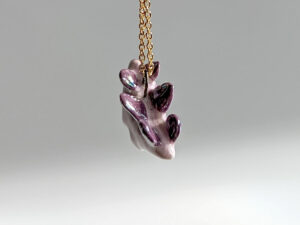 purple stegosaurus pendant cute porcelain jewelry by kness