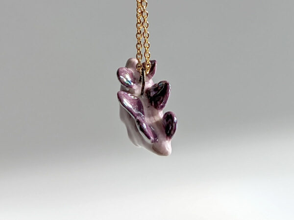 purple stegosaurus pendant cute porcelain jewelry by kness