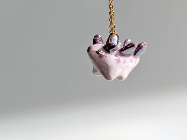 purple stegosaurus pendant cute porcelain jewelry by kness