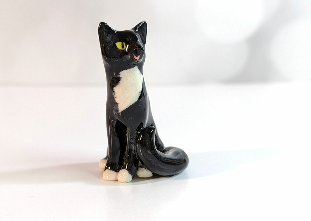 custom cat figurine tuxedo tongue