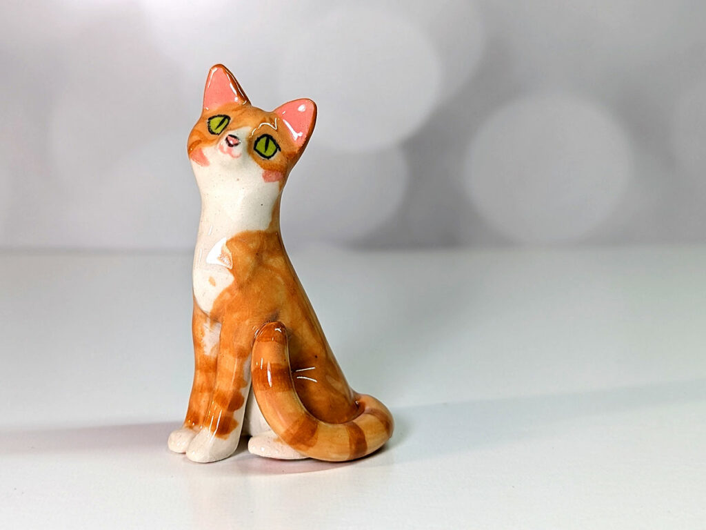 custom cat figurine red