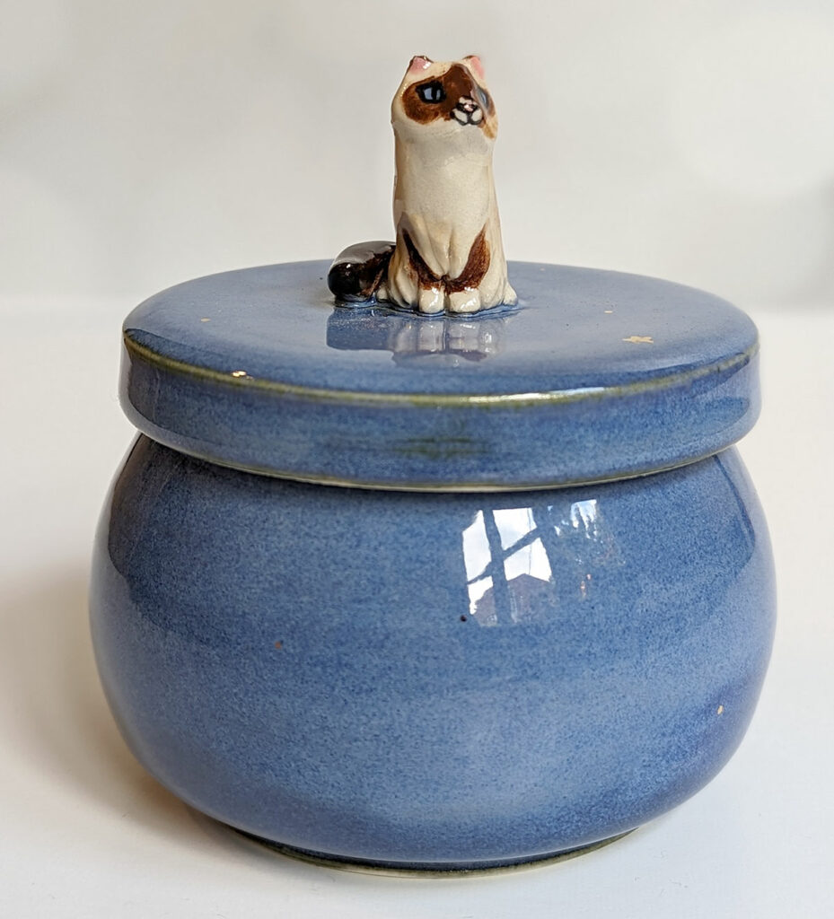 Blue urn for a Ragdoll