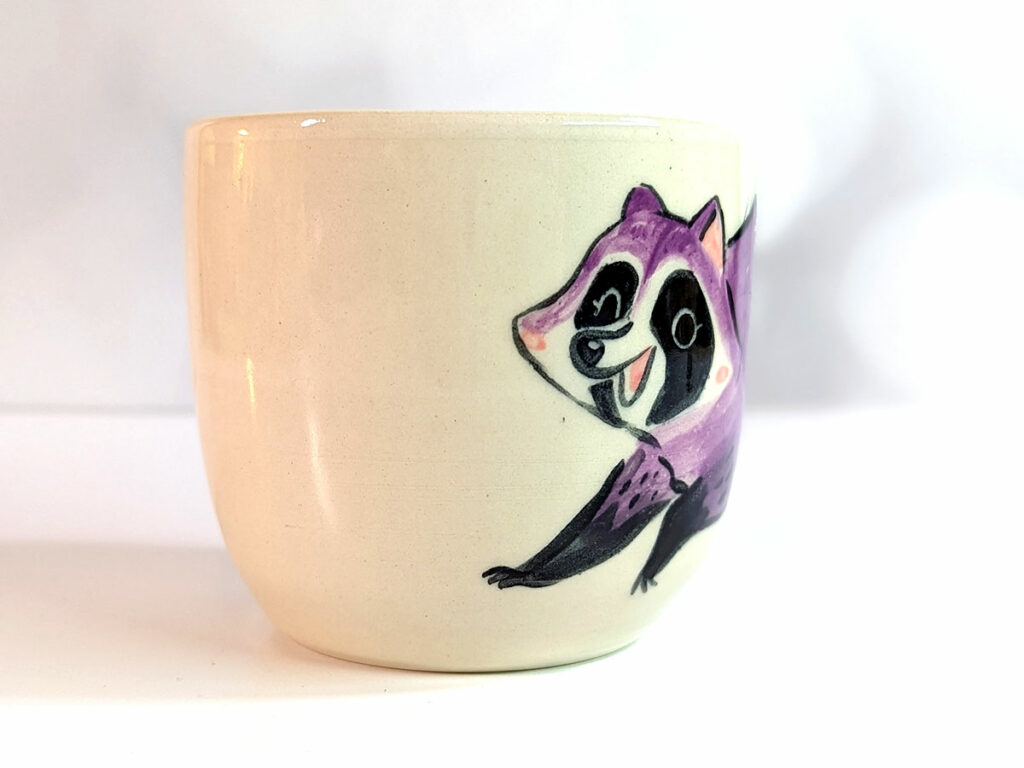 purple raccoon tumbler