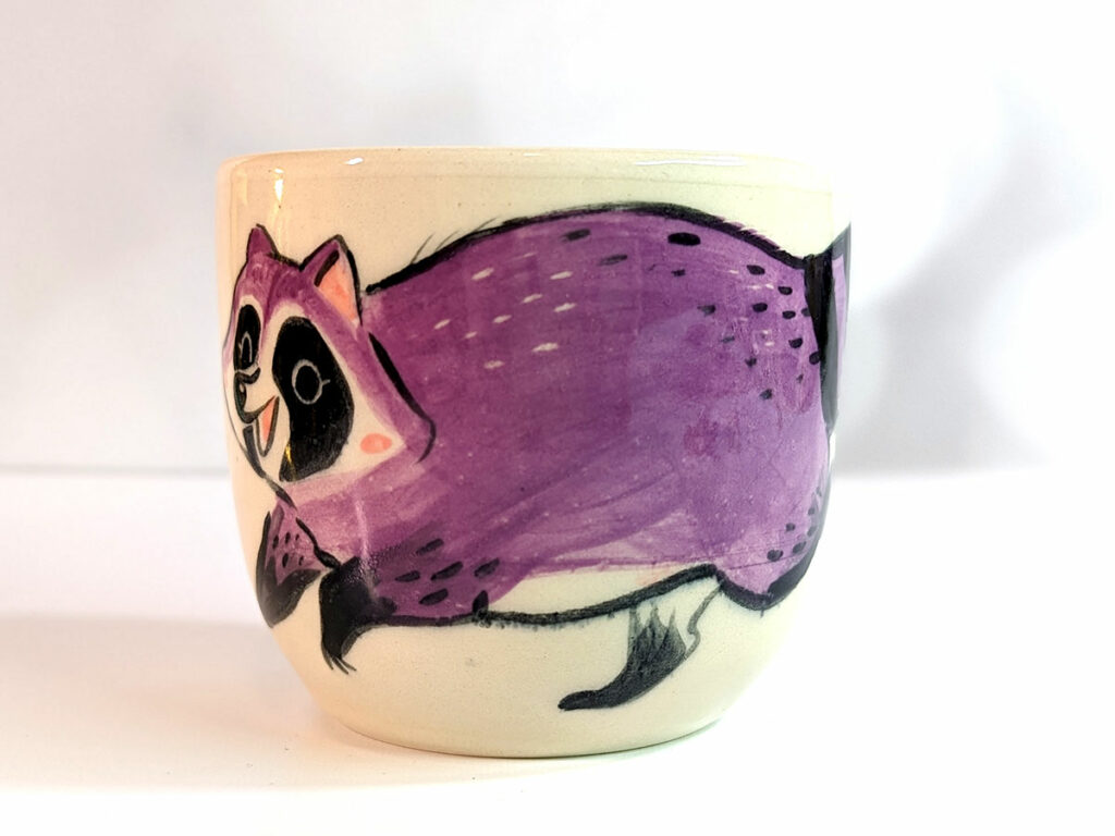 purple raccoon tumbler