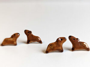 porcelain and gold capybara earrings