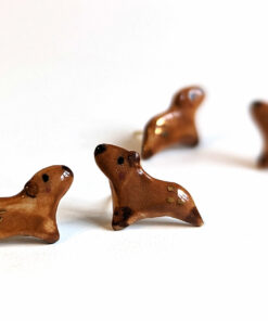 porcelain and gold capybara earrings