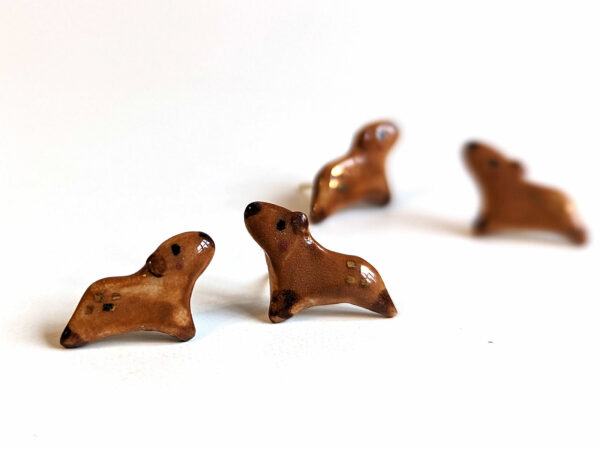 porcelain and gold capybara earrings