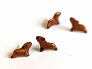 porcelain and gold capybara earrings