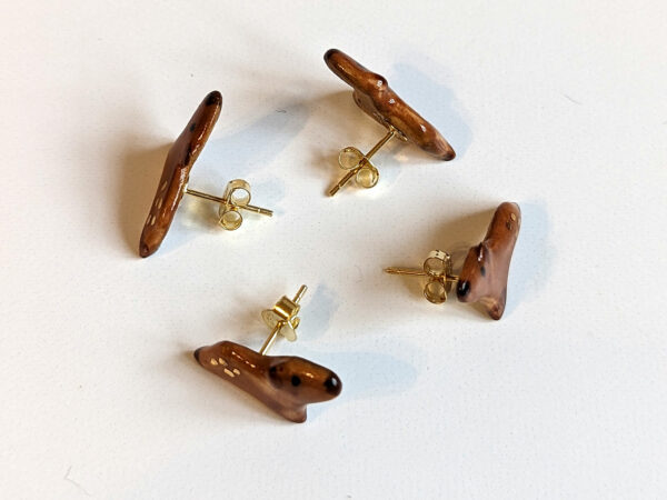 porcelain and gold capybara earrings