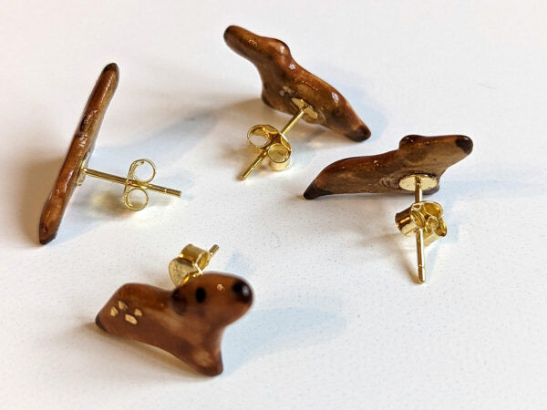 porcelain and gold capybara earrings