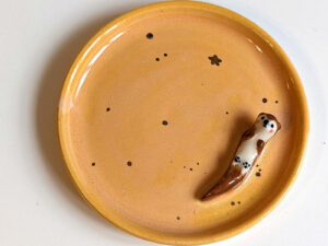 porcelain jewelry dish otter