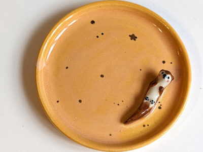 porcelain jewelry dish otter
