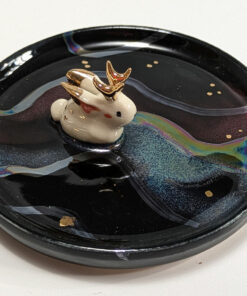 aurora borealis jackalope jewelry dish