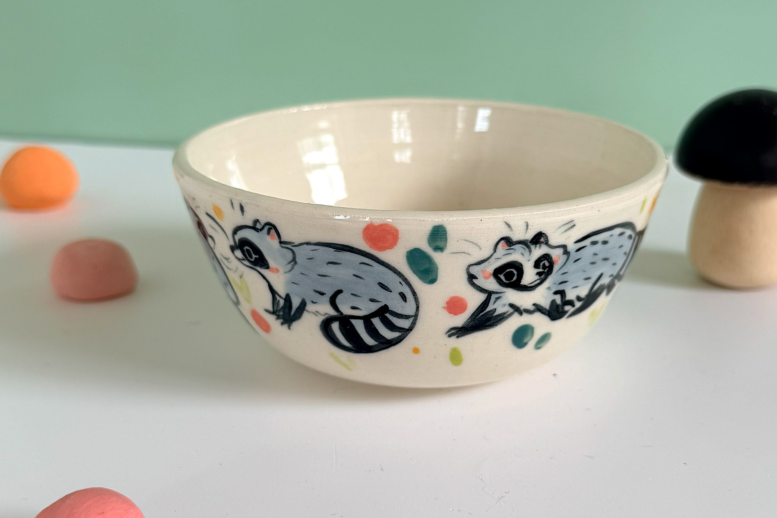 Alternative view of Small Bowl - Raccoons