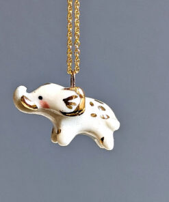 pendant elephant porcelain gold