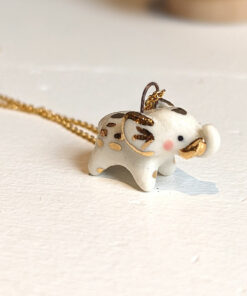 pendant elephant porcelain gold