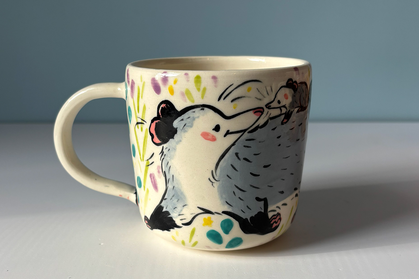 opossum family mug
