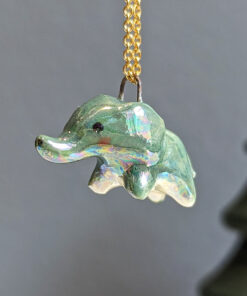 pendant elephant porcelain blue