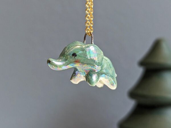 pendant elephant porcelain blue