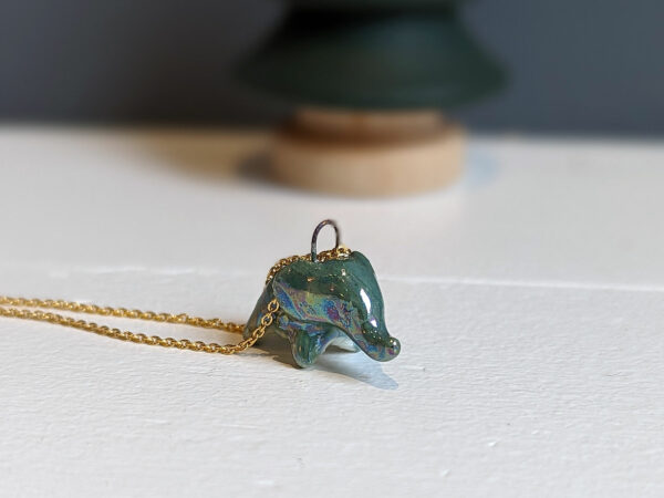 pendant elephant porcelain blue