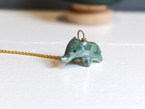 pendant elephant porcelain blue