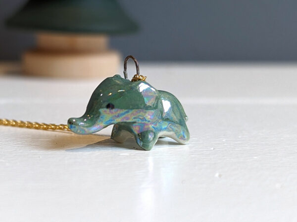 pendant elephant porcelain blue