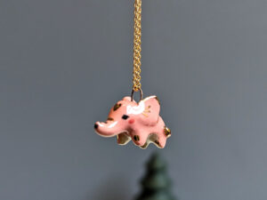 pendant elephant porcelain pink gold