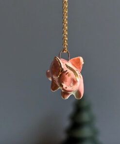 pendant elephant porcelain pink gold