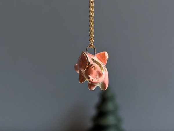 pendant elephant porcelain pink gold