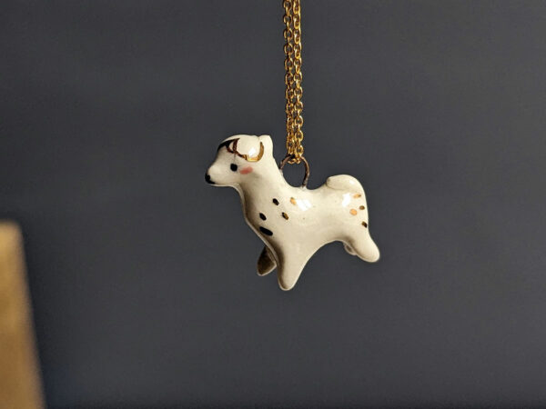 porcelain pendant cute lama