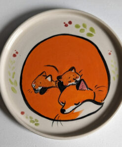 red fox plate cute handmade ceramics by kness