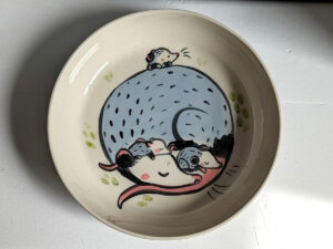 adorable handmade opossum plate by kness