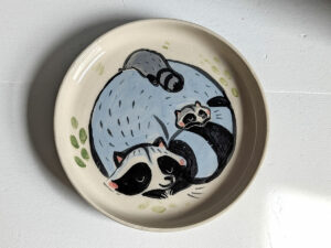 dessert plate cute raccoon handmade by kness