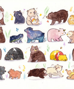 original painting watercolor 20 bears