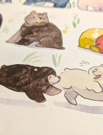 original painting watercolor 20 bears