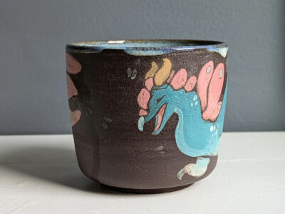 Coupe - Grès Noir - Dragon Bleu et Rose – Image 3