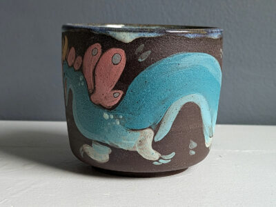 Coupe - Grès Noir - Dragon Bleu et Rose – Image 2