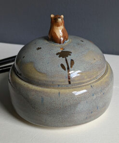 porcelain lidded jar with cute bear