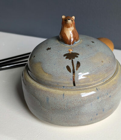 Porcelain Lidded Jar - Bear - Image 5
