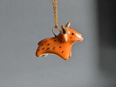 highland cow pendant gold highlights
