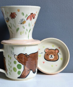 cute pour over coffee set with bears