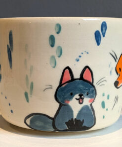 adorable foxes cup stoneware handmade