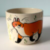 adorable foxes cup stoneware handmade