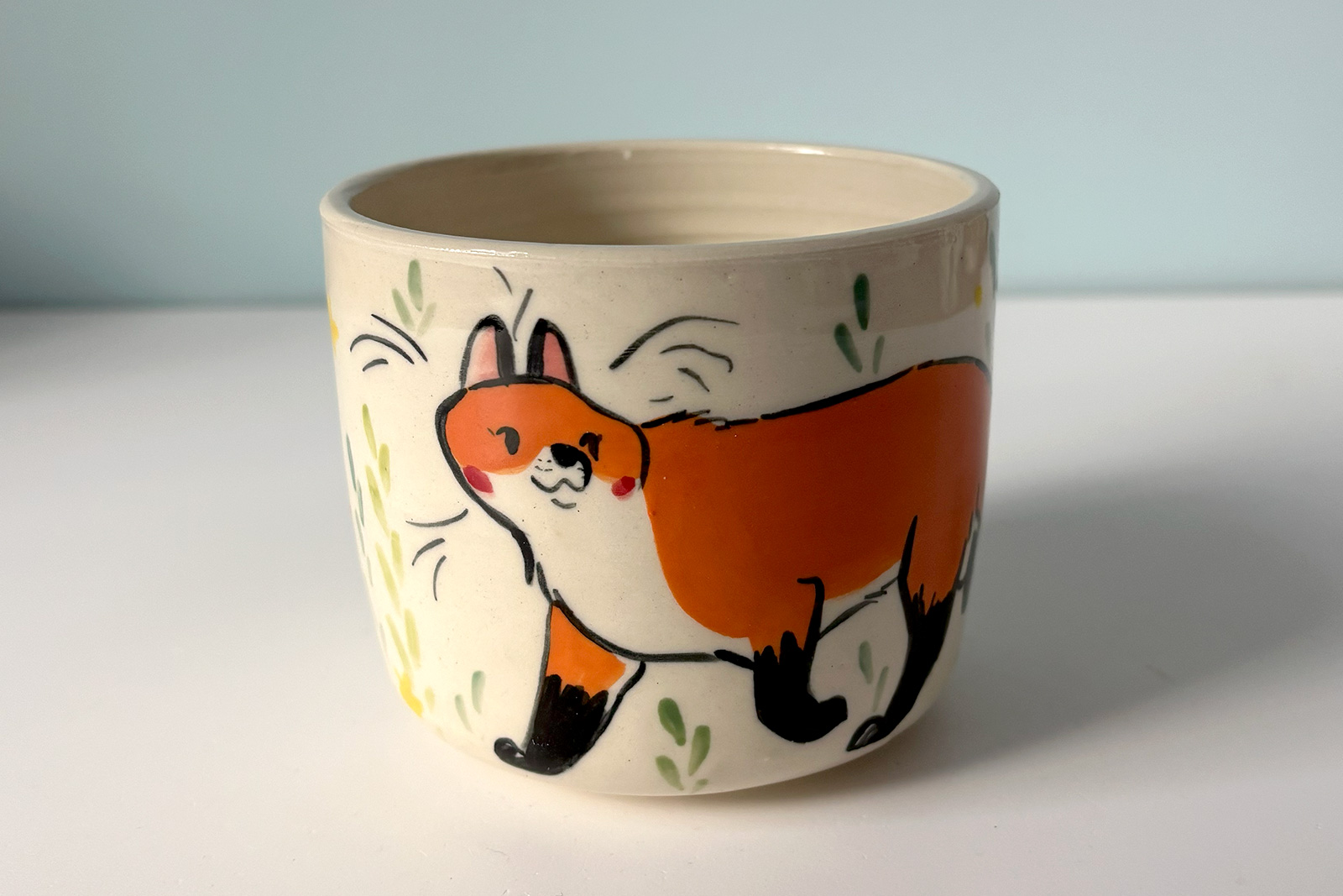 adorable foxes cup stoneware handmade